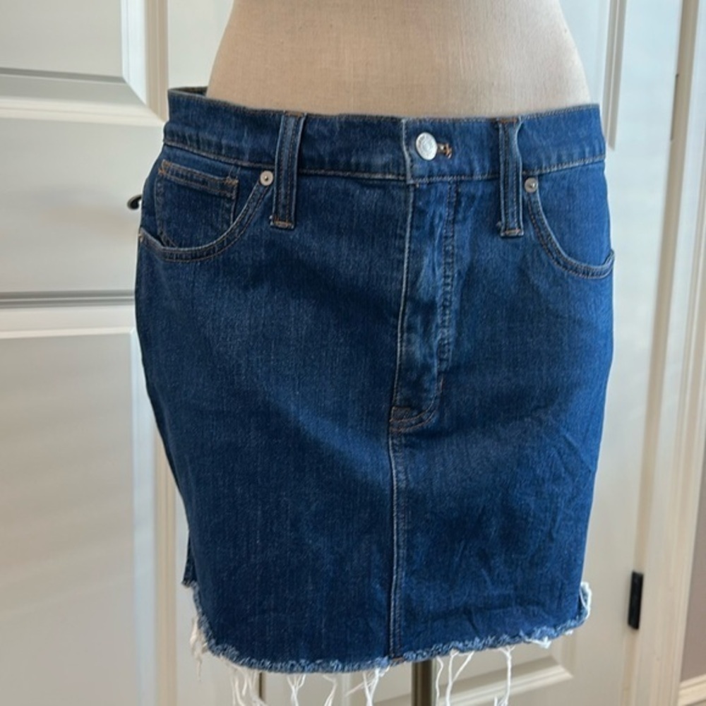 Madewell Stretch Denim Straight Mini Skirt Step-Hem Edition Size 31